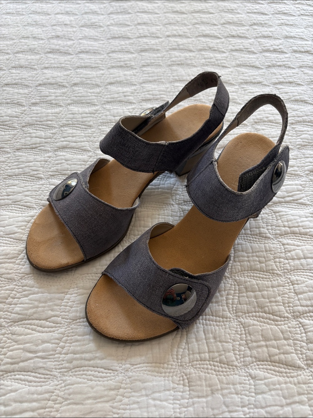Women’s  Denim-Blue Open-Toe Sandals w 2” Heel